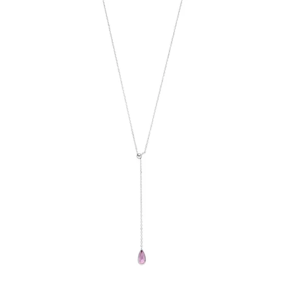 Leaf Kette Y-Gem Drop, Amethyst, Silber