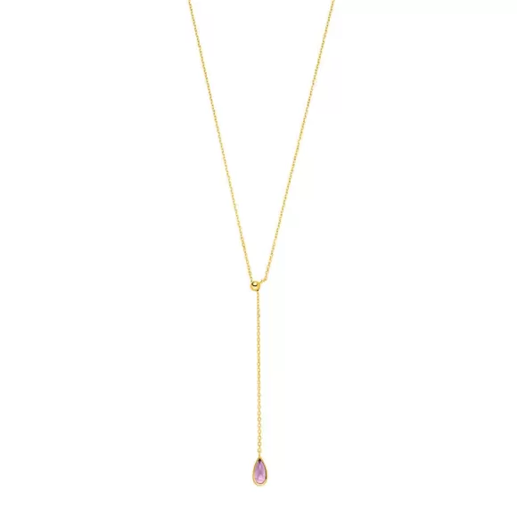 Leaf Kette Y-Gem Drop, Amethyst, Vergoldet