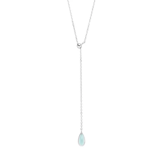 Leaf Kette Y-Gem Drop, Aqua Chalzedon, Silber