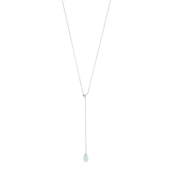 Leaf Kette Y-Gem Drop, Aqua Chalzedon, Silber