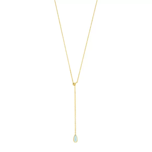 Leaf Kette Y-Gem Drop, Aqua Chalzedon, Vergoldet