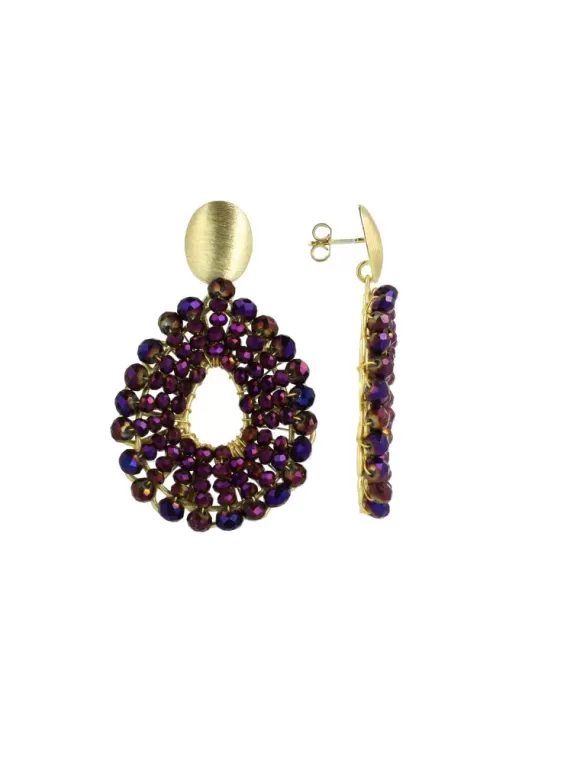 LOTT.gioielli Ohrringe Babs Open Drop, Metallic Purple, S, Vergoldet