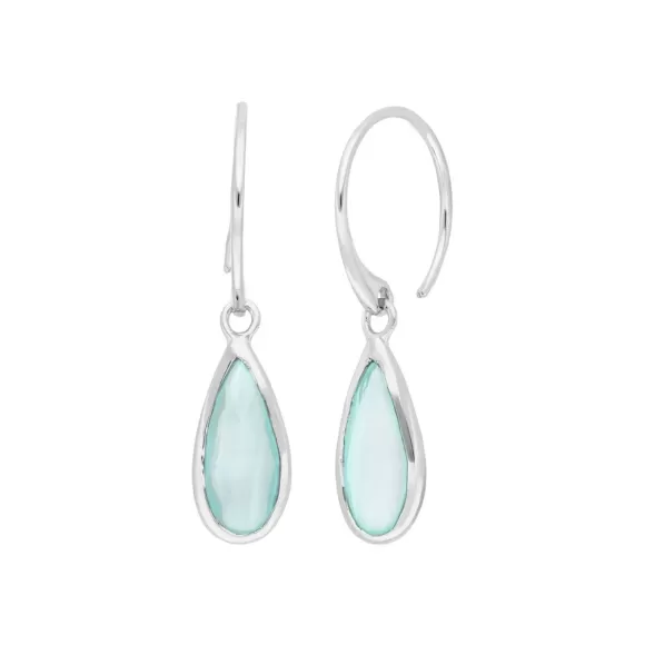 Leaf Ohrringe Gem Drop, Aqua Chalzedon, Silber