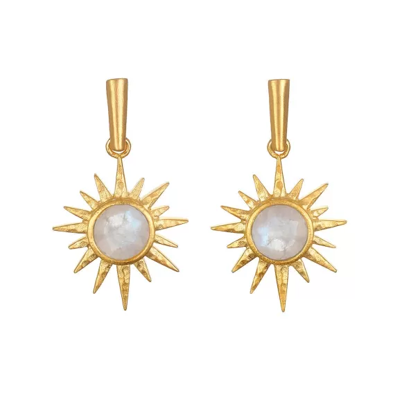 Satya Jewelry Ohrringe North Star Moonstone Starburst, Vergoldet