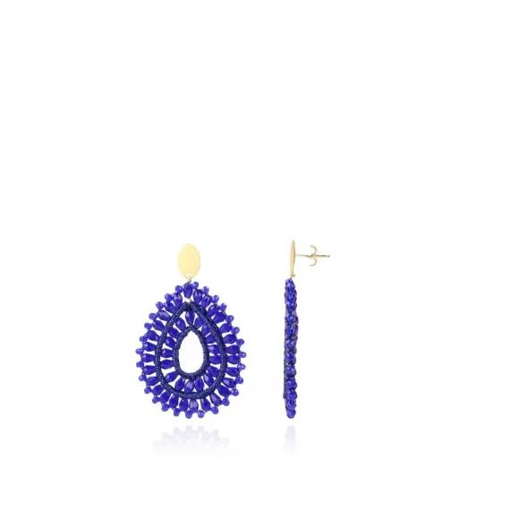 LOTT.gioielli Ohrringe Silk Drop Crystal Double, Royal Blue, Vergoldet