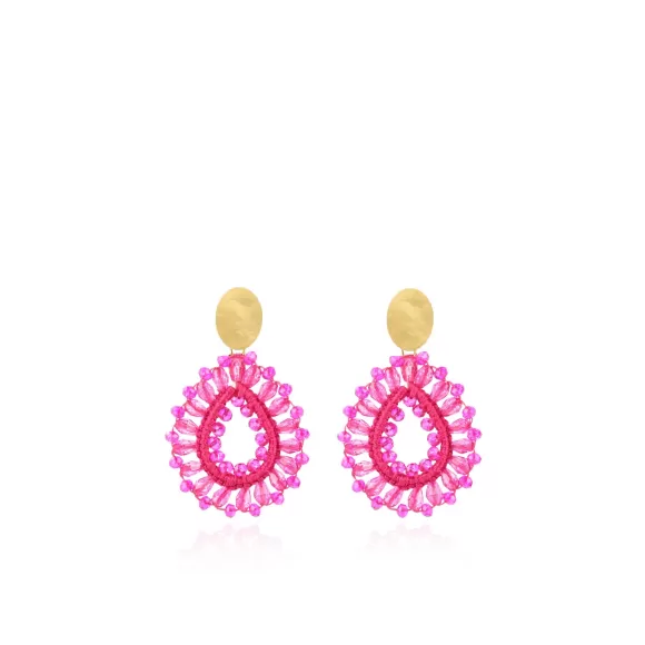 LOTT.gioielli Ohrringe Silk Drop, Fuchsia, S, Stecker, Vergoldet