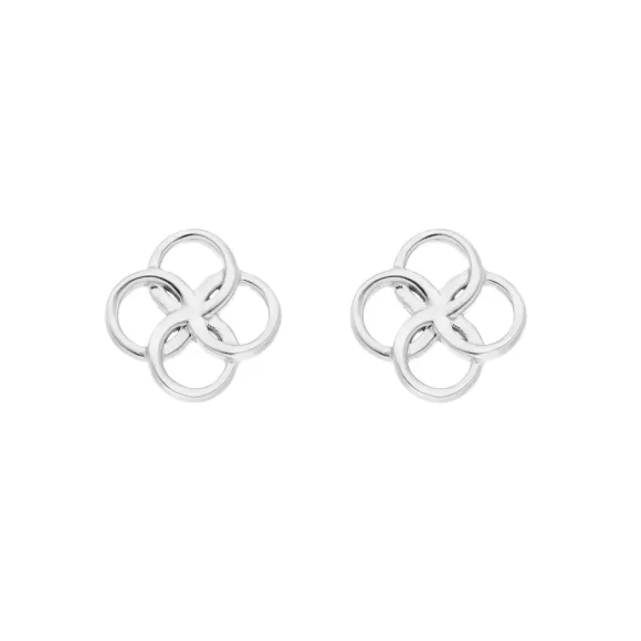 Leaf Ohrstecker Clover Charm, Silber