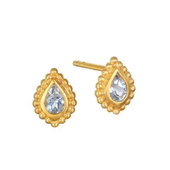 Satya Jewelry Ohrstecker Commune With Love Blue Topaz Stud, Vergoldet