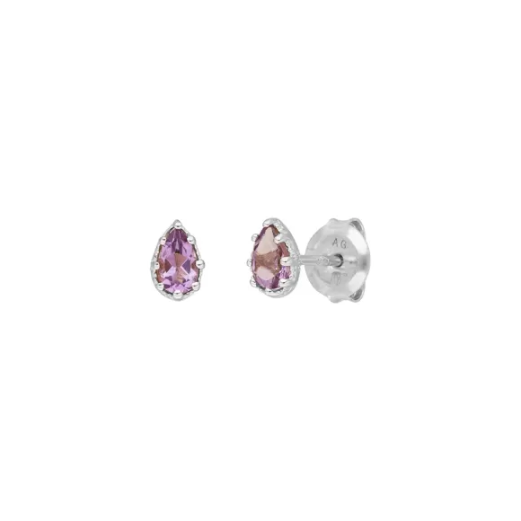 Leaf Ohrstecker Drop, Amethyst, Silber