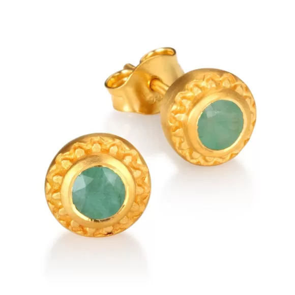 Satya Jewelry Ohrstecker Inner Radiance Emerald, Vergoldet