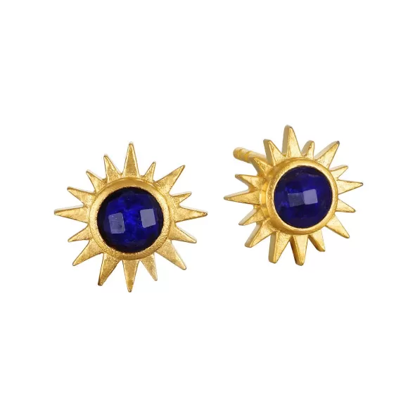 Satya Jewelry Ohrstecker Light Seeker Lapis Starburst, Vergoldet