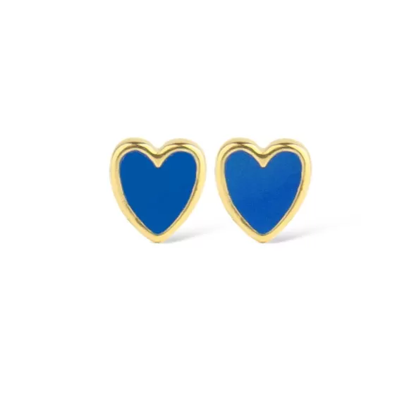 Jeberg Jewellery Ohrstecker Petite Heart Me Blue Enamel, Vergoldet