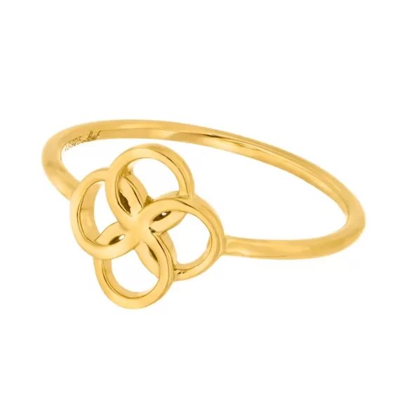 Leaf Ring Clover Charm, Vergoldet