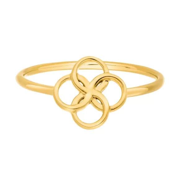 Leaf Ring Clover Charm, Vergoldet