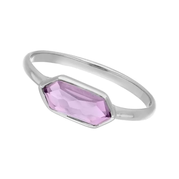 Leaf Ring Cube, Amethyst, Silber