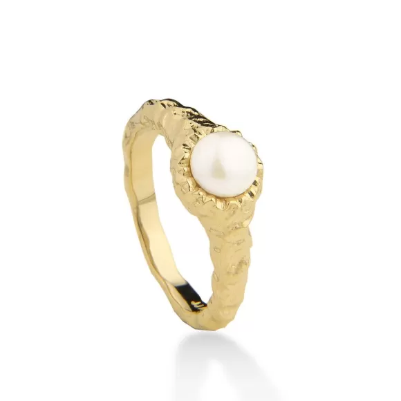 Jeberg Jewellery Ring I Am Gold Pearl Ring, Vergoldet