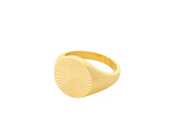 Pernille Corydon Ring Ocean Star Signet, Vergoldet