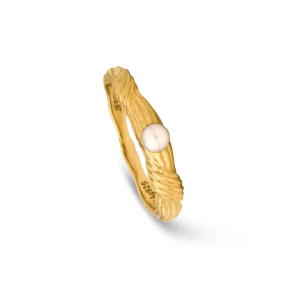 Jeberg Jewellery Ring Sand Dune Pearl, Vergoldet