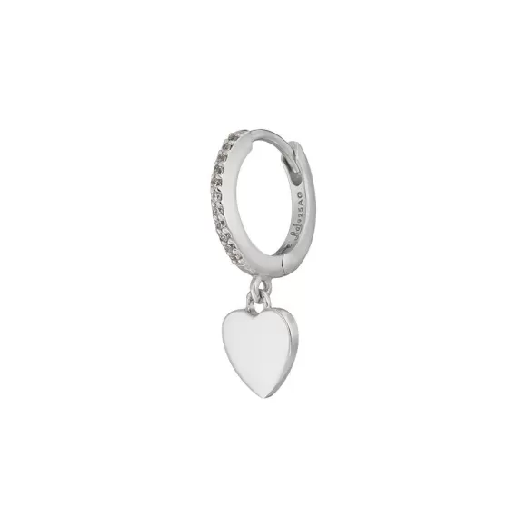 Leaf Single Creole Heart Mit Zirkonia, Silber