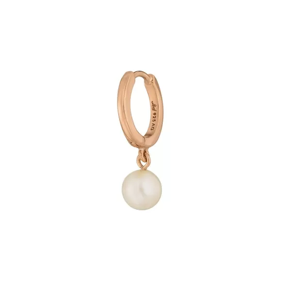 Leaf Single Creole Pearl, Ros Vergoldet