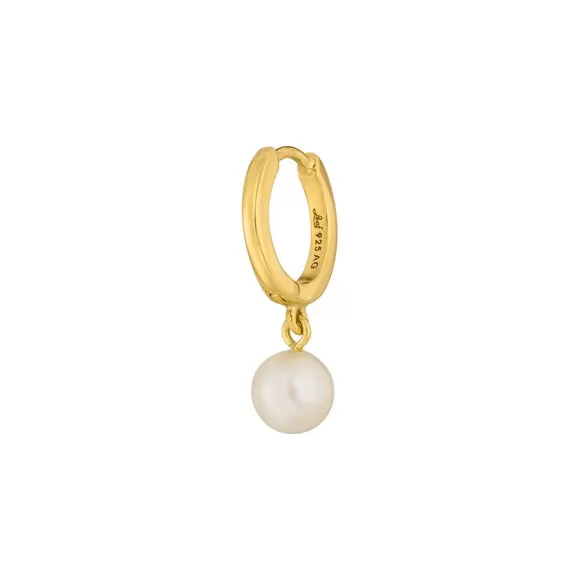 Leaf Single Creole Pearl, Vergoldet